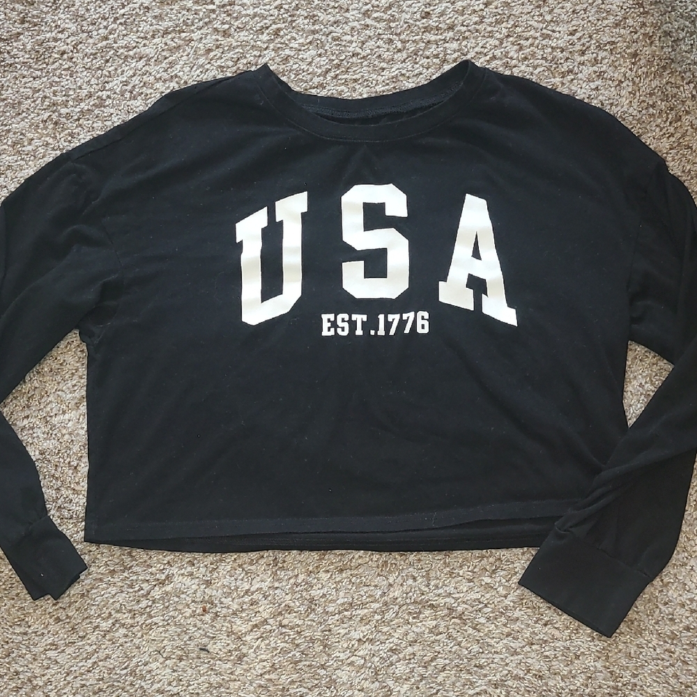 Black USA EST.1776 Long Sleeve Shirt